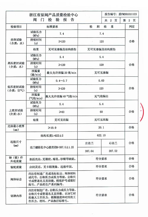檢驗報告-低溫截止閥