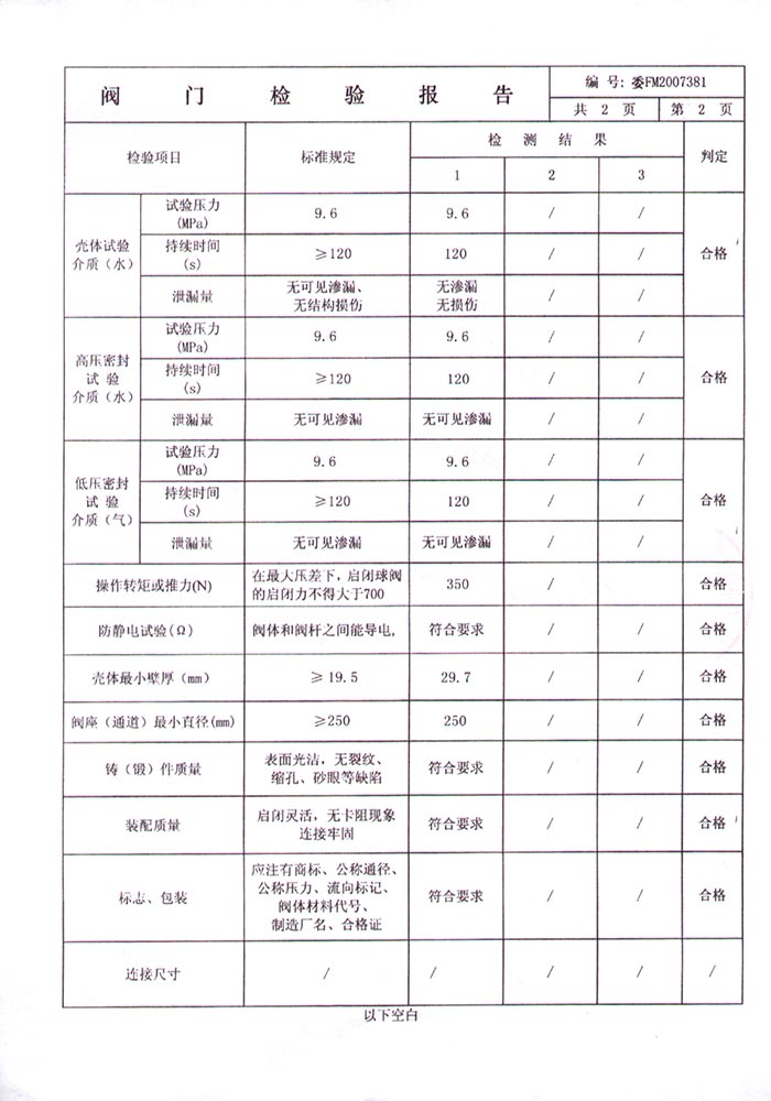 檢驗報告-全焊接球閥